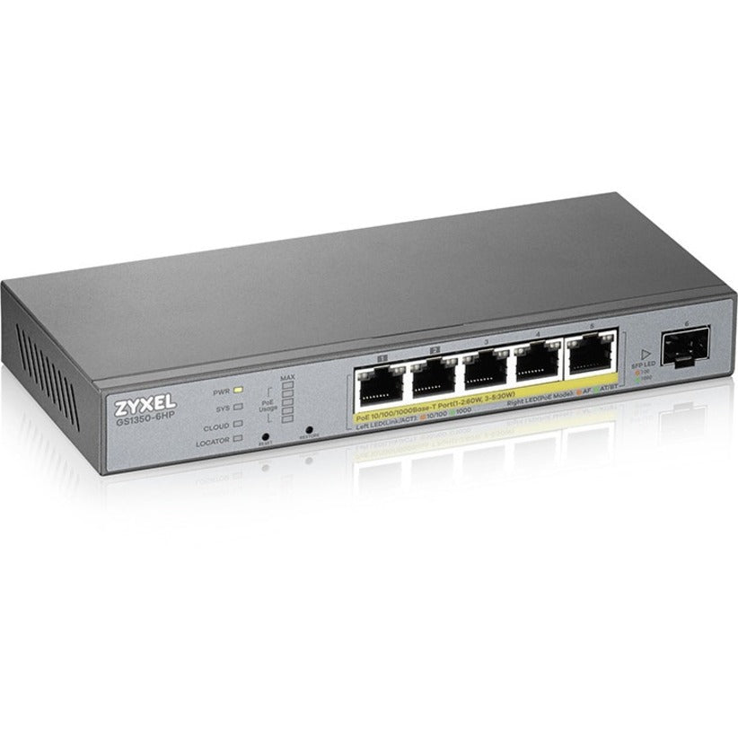 5-Port Gigabit PoE Smart Managed Switch - Cloud Surveillance | Zyxel GS1350-6HP