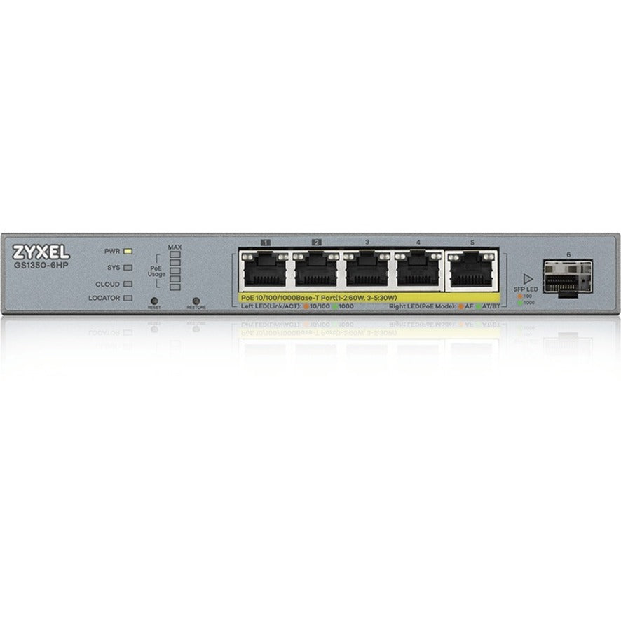 5-Port Gigabit PoE Smart Managed Switch - Cloud Surveillance | Zyxel GS1350-6HP