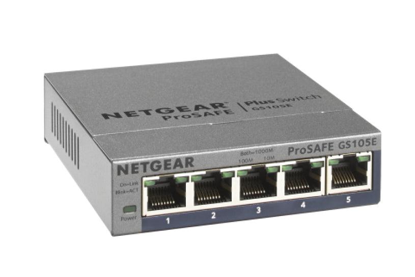 5 Port Gigabit Switch NETGEAR ProSAFE Plus Web Managed Smart Switch | GS105E GS105E-200NAS