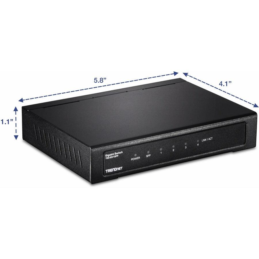 5 Port Gigabit Switch SFP - Fanless Desktop Network Switch | Tecisoft TEG-S51SFP