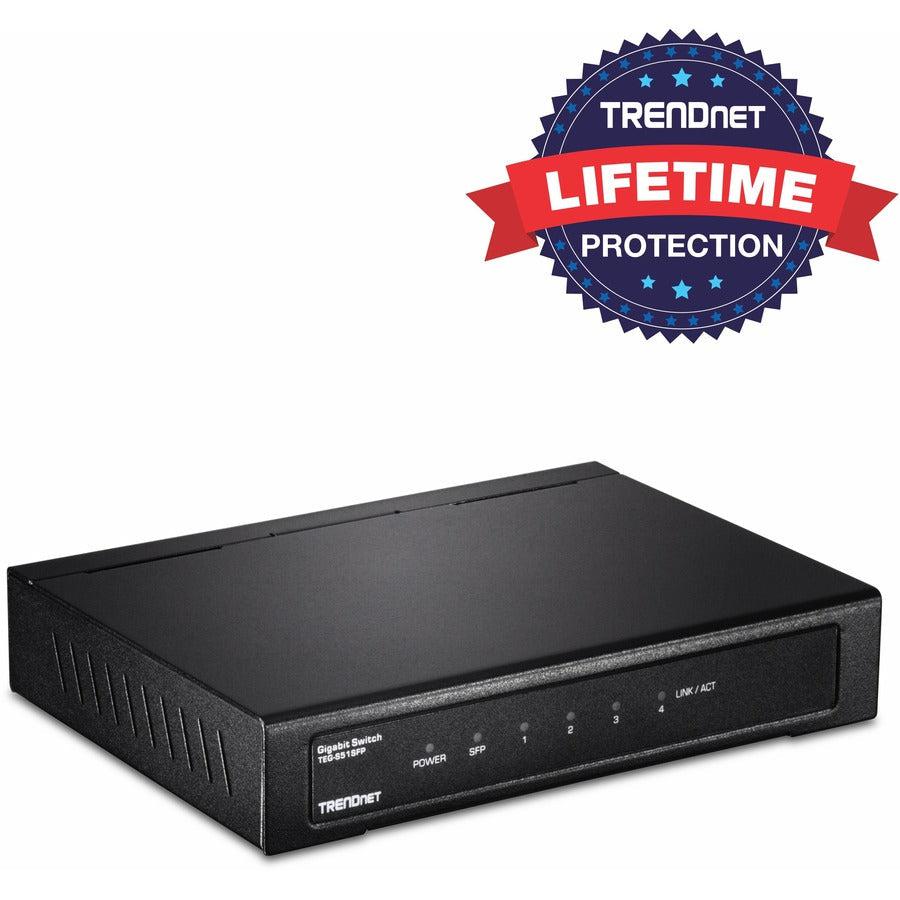 5 Port Gigabit Switch SFP - Fanless Desktop Network Switch | Tecisoft TEG-S51SFP