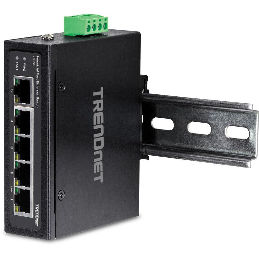5-Port Industrial Fast Ethernet DIN-Rail Switch - TRENDnet TI-E50