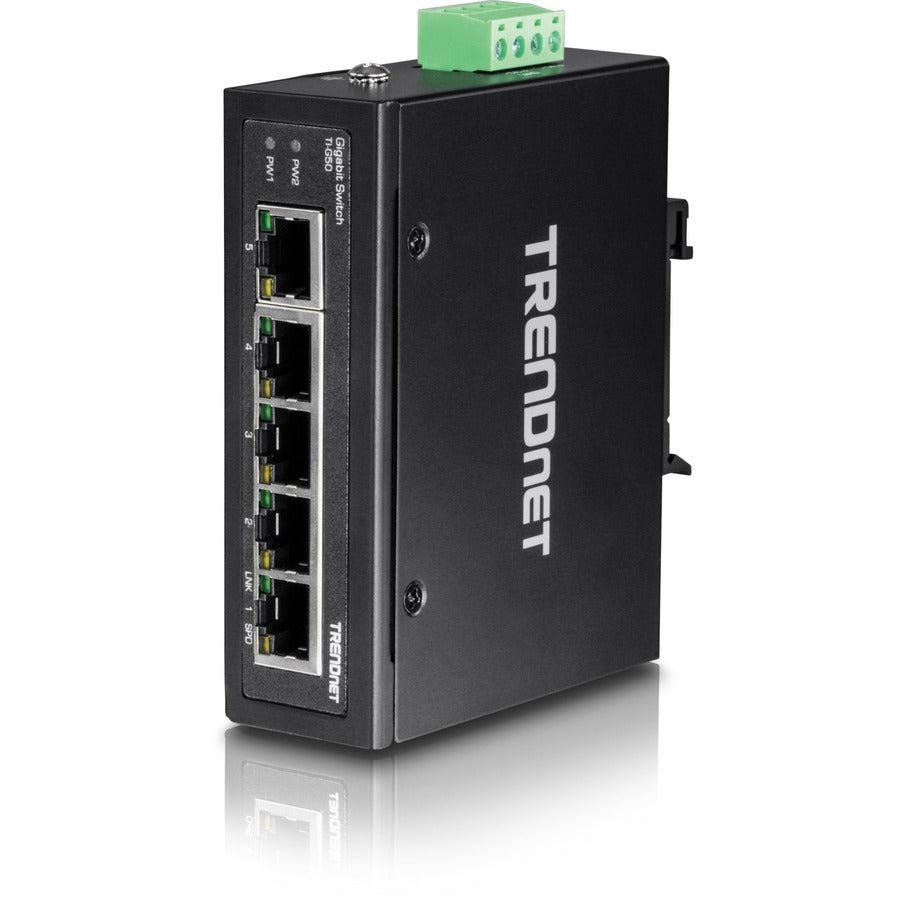 5-Port Industrial Gigabit Ethernet DIN-Rail Switch - TRENDnet TI-G50