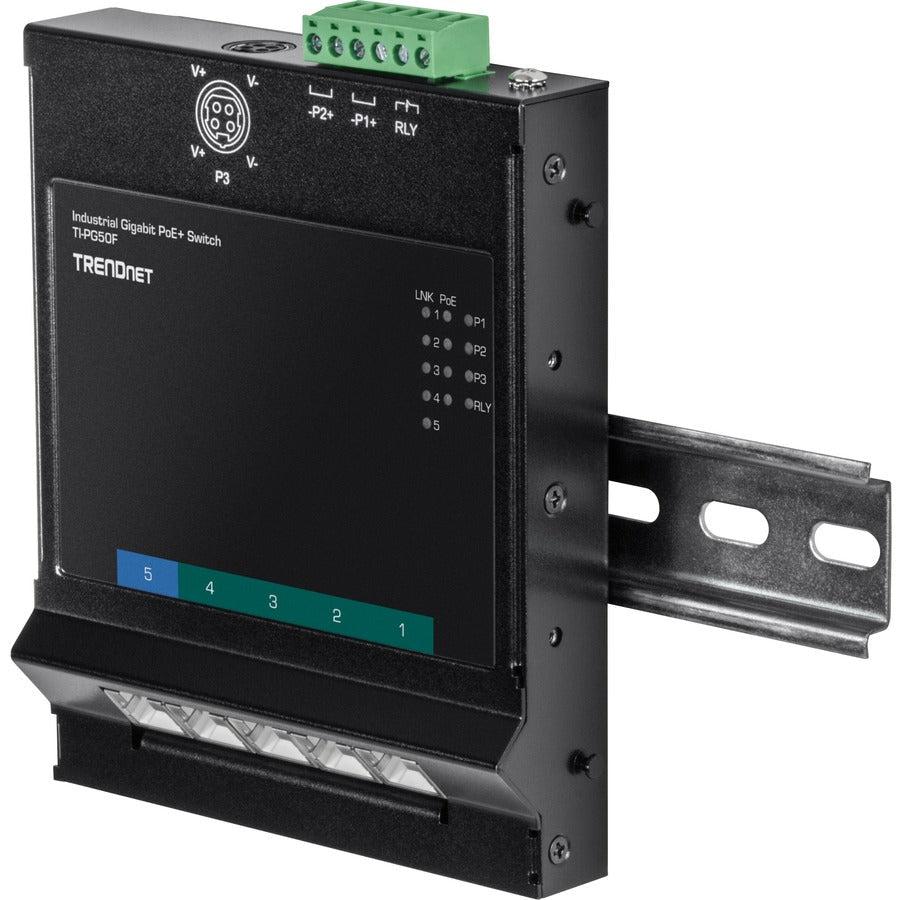 5-Port Industrial Gigabit PoE+ Wall-Mounted Front Access Switch TI-PG50F