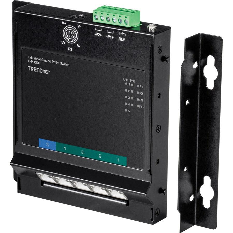 5-Port Industrial Gigabit PoE+ Wall-Mounted Front Access Switch TI-PG50F