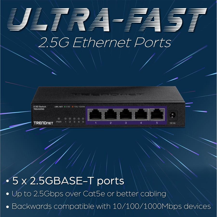 5-Port Unmanaged 2.5G Switch - High-Speed Network Solution | TRENDnet TEG-S350