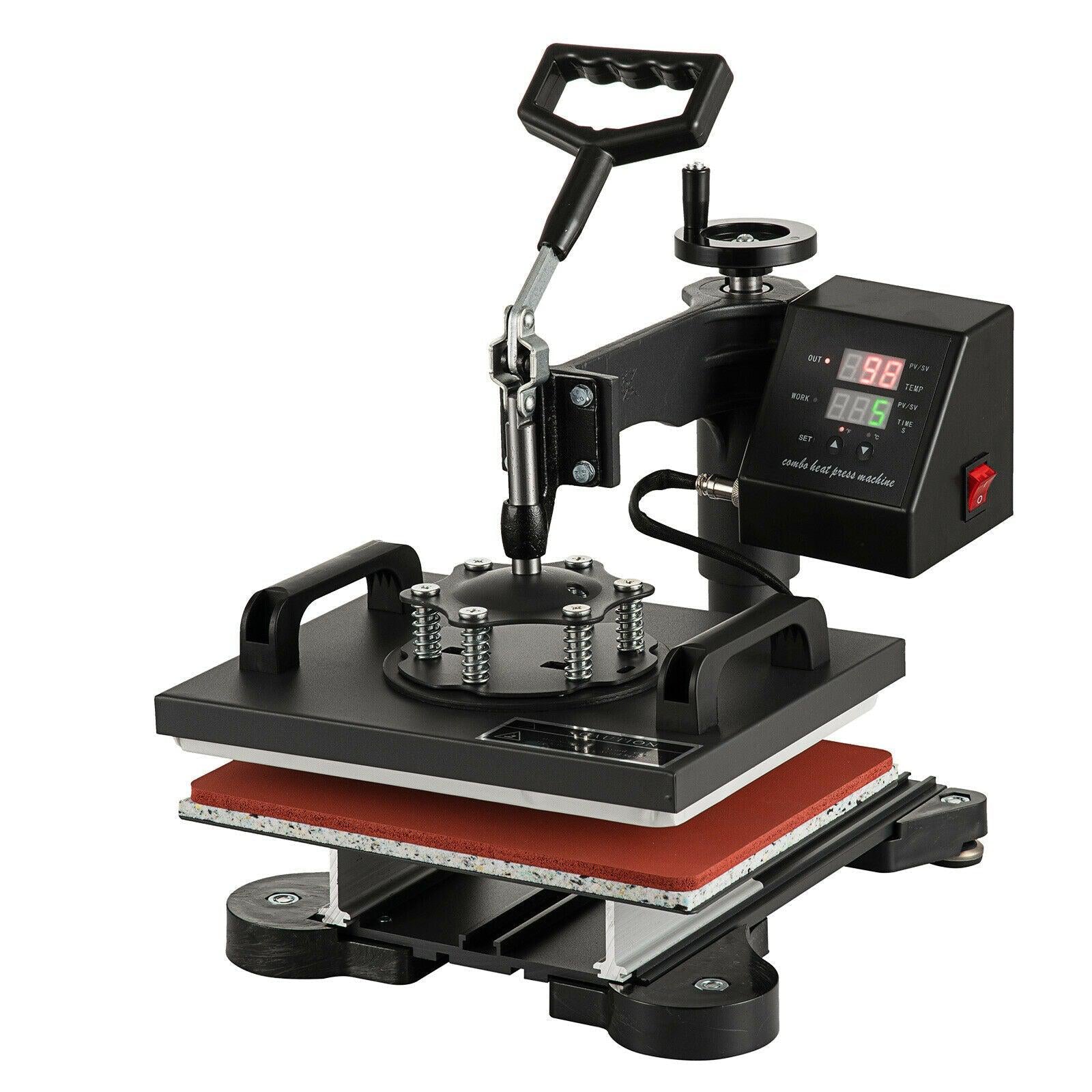 5 In 1 Heat Press Machine Swing Away Digital Sublimation T-Shirt /Mug/Plate Hat