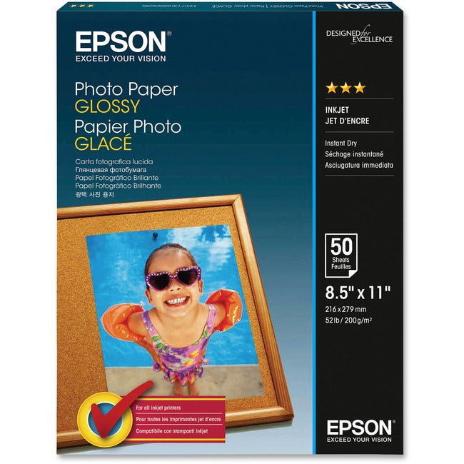 50 Sheet 8.5X11 Ltr Glossy,Photo Paper For Epson Inkjets