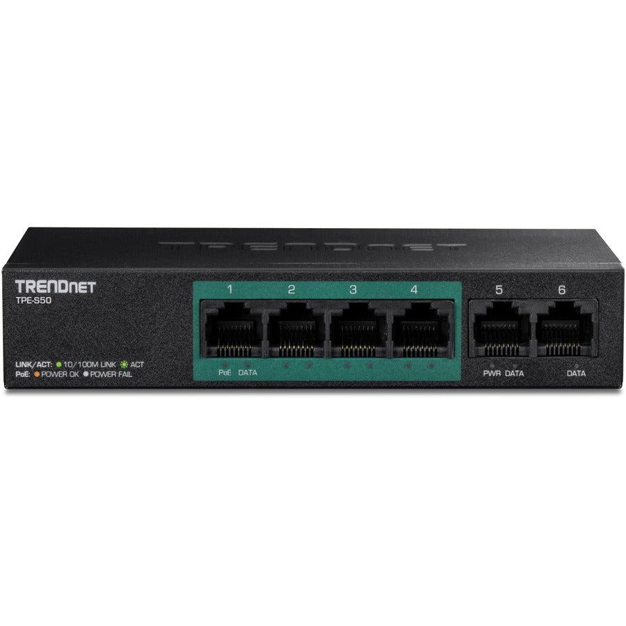 6-Port Fast Ethernet PoE+ Switch - Desktop Network Solutions | TrendNet TPE-S50