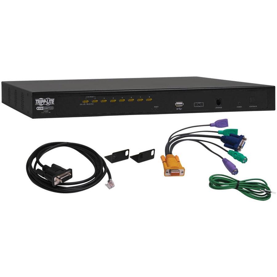 8 Port 1U Rack Mount KVM Switch NetDirector TAA Compliant Server Management | Tripp Lite B022-U08