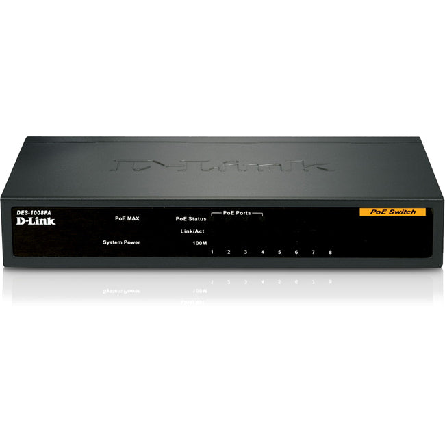 8-Port Fast Ethernet PoE Desktop Switch - Unmanaged Network Switch | TecISoft DES-1008PA