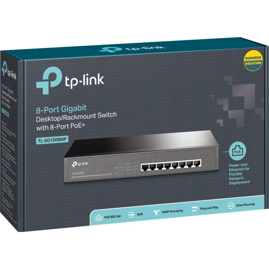 8-Port Gigabit Desktop/Rackmount Switch with 8-Port PoE+ - TP-Link TL-SG1008MP