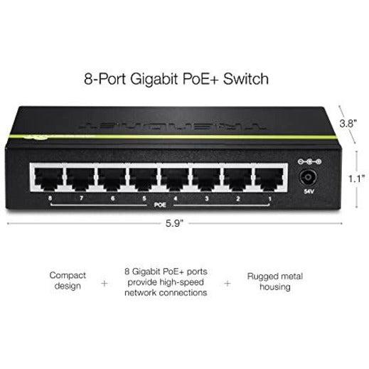 8-Port Gigabit GREENnet PoE+ Switch - TRENDnet TPE-TG80g