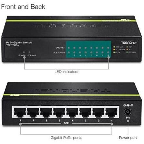 8-Port Gigabit GREENnet PoE+ Switch - TRENDnet TPE-TG80g