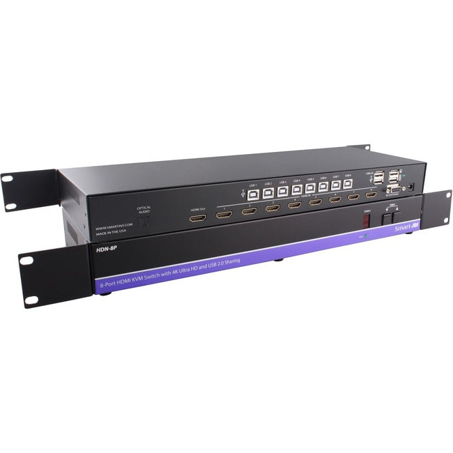 8 Port KVM Switch - SmartAVI HDN-8P 4K Ultra HD HDMI USB 2.0 Switch | TecISoft HDN-8P-S