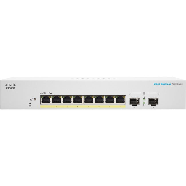 8-Port PoE Switch - Cisco CBS220-8P-E-2G-NA Business Series Gigabit | Rack-Mountable