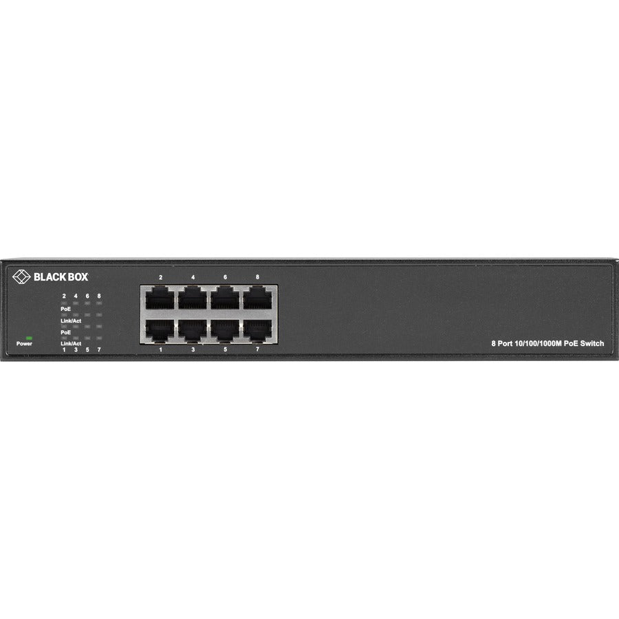 8-Port PoE Switch - Industrial Gigabit Ethernet Power Over Ethernet | Black Box LPB1308A-R2