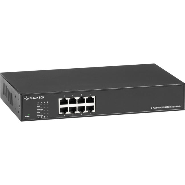 8-Port PoE Switch - Industrial Gigabit Ethernet Power Over Ethernet | Black Box LPB1308A-R2