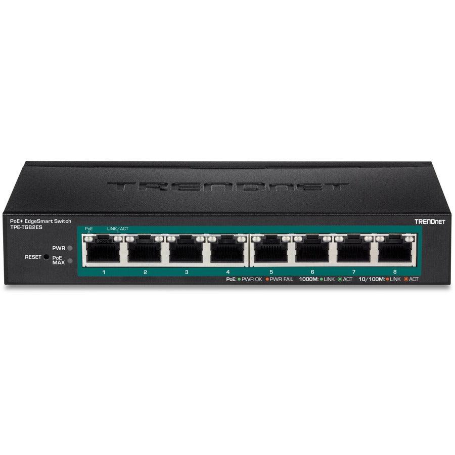 8 Port PoE Switch - TRENDnet TPE-TG82ES EdgeSmart Gigabit Desktop | TechSoft