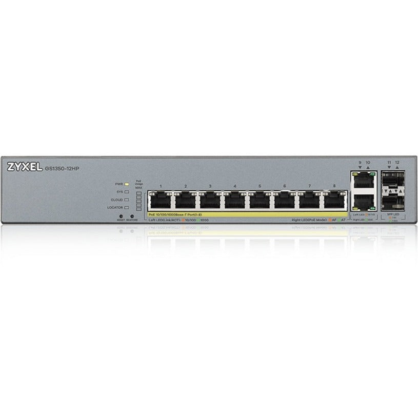 8-port GbE Smart Managed PoE Switch with GbE Uplink GS1350-12HP