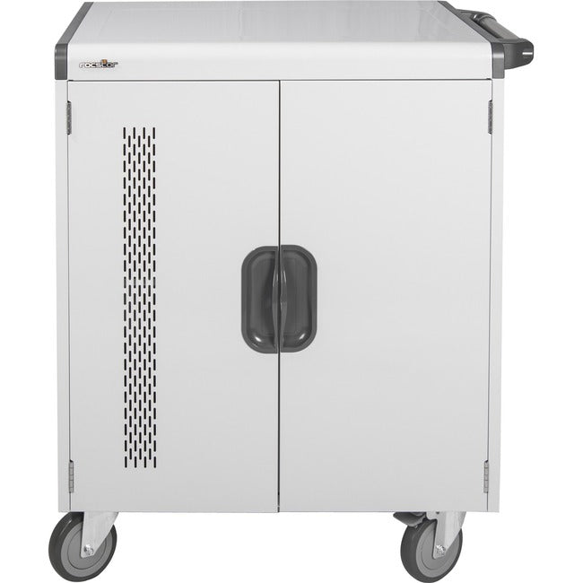 AC Charging Cart Up to 32 Devices - Rocstor Volt V32 Steel Enclosure Notebook Chromebook Charging Station VT0V32-01