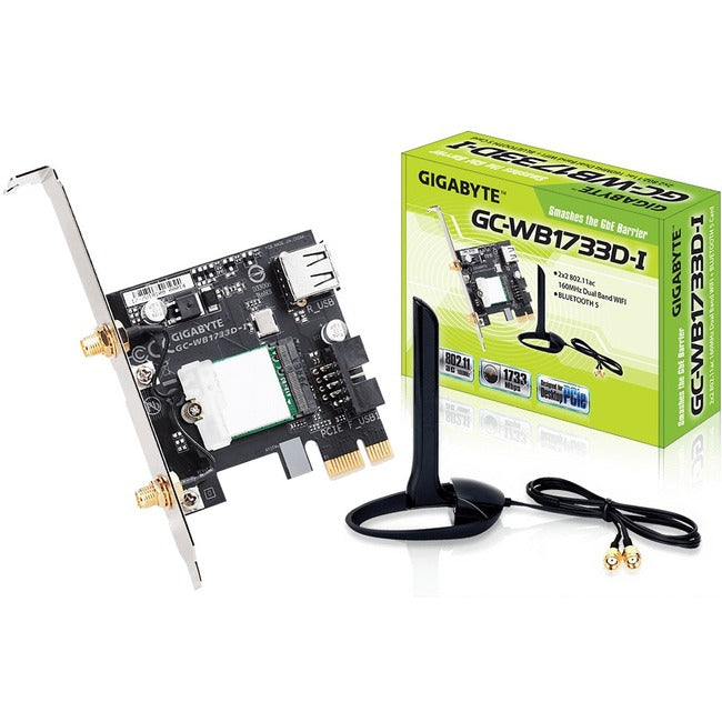 Gigabyte IEEE 802.11ac Bluetooth 5.0 Wi-Fi/Bluetooth Combo Adapter for Desktop Computer GC-WB1733D-I