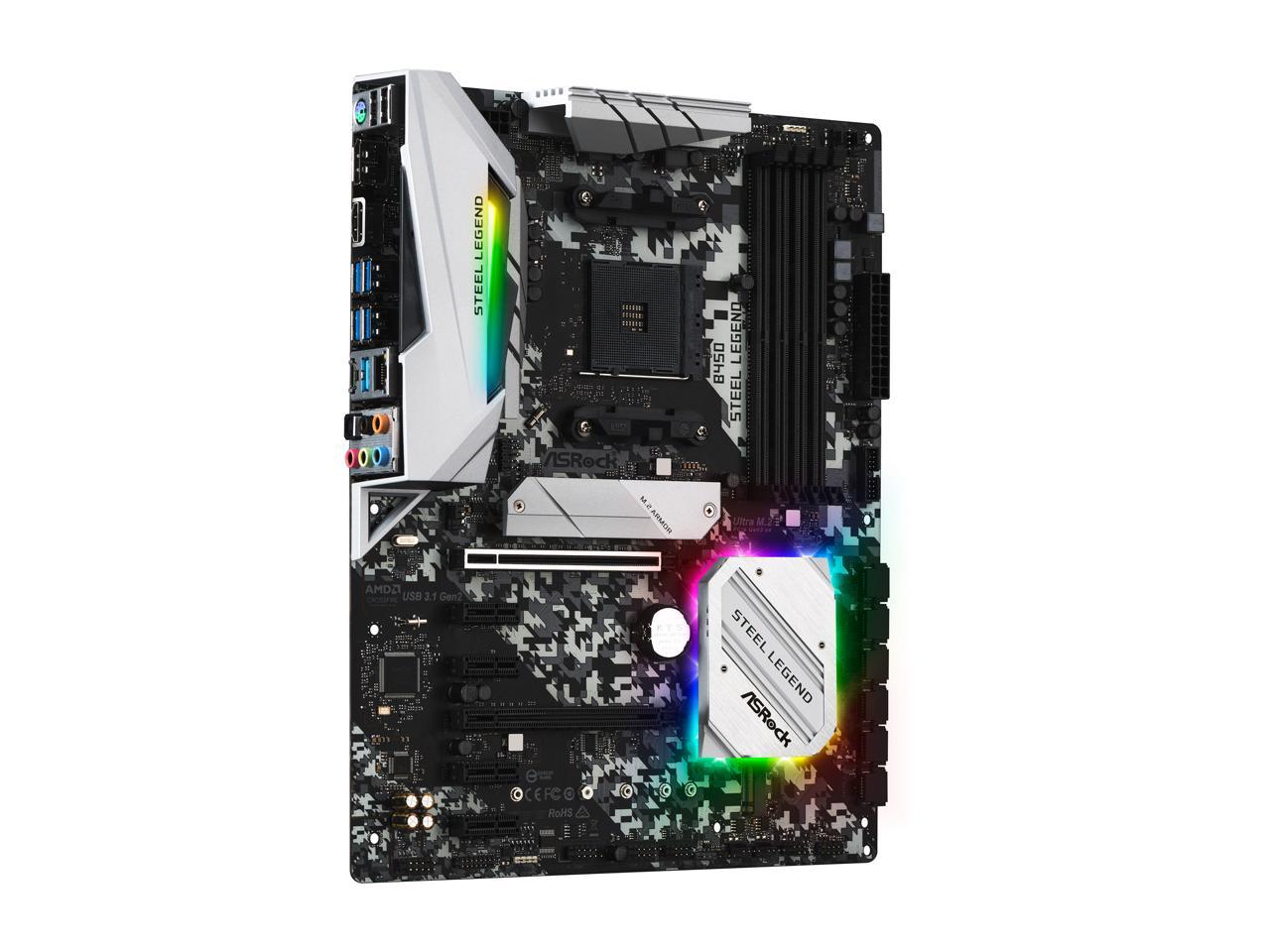 Asrock B450 Steel Legend Am4 Amd Promontory B450 Sata 6Gb/S Atx Amd Motherboard