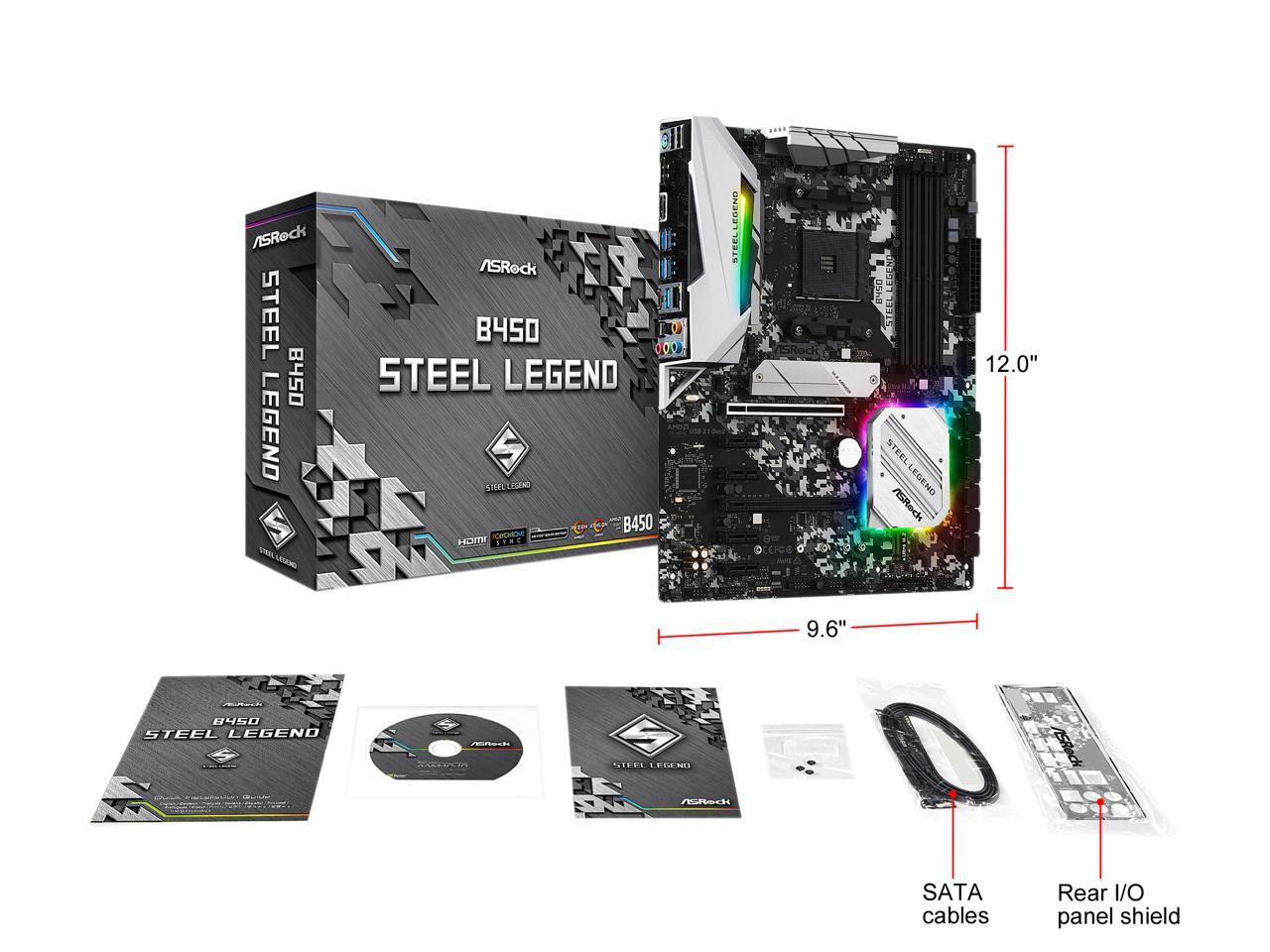 Asrock B450 Steel Legend Am4 Amd Promontory B450 Sata 6Gb/S Atx Amd Motherboard