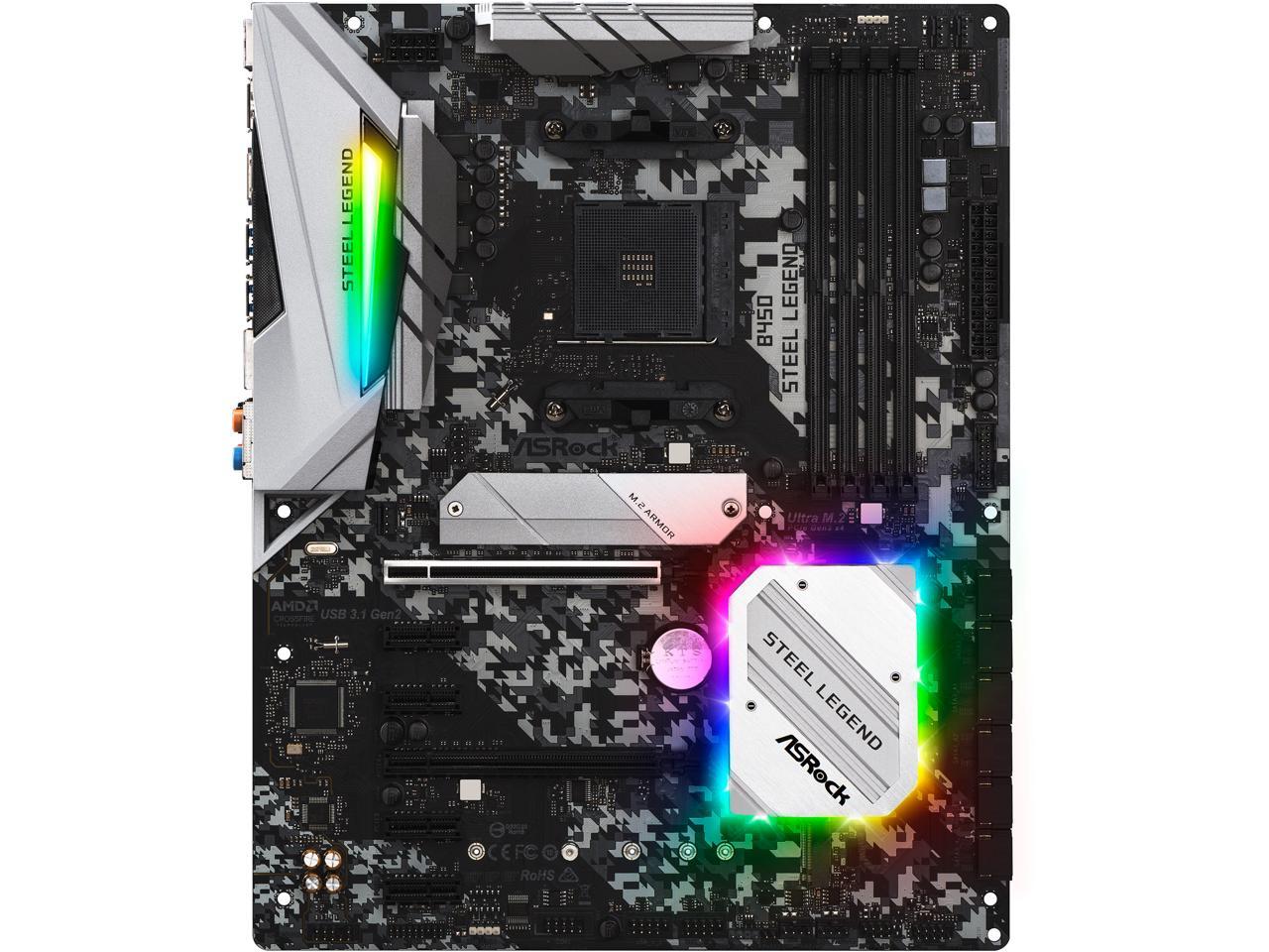 Asrock B450 Steel Legend Am4 Amd Promontory B450 Sata 6Gb/S Atx Amd Motherboard