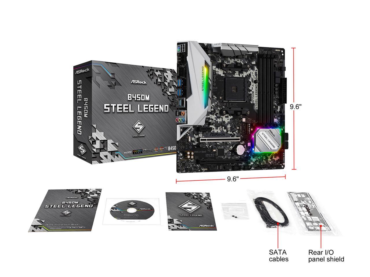 Asrock B450M Steel Legend Am4 Amd Promontory B450 Sata 6Gb/S Micro Atx Amd Motherboard