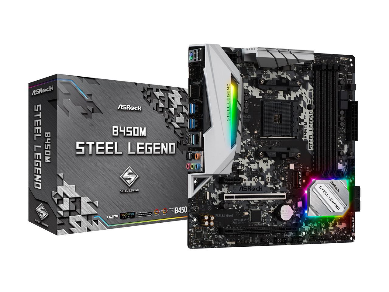 Asrock B450M Steel Legend Am4 Amd Promontory B450 Sata 6Gb/S Micro Atx Amd Motherboard