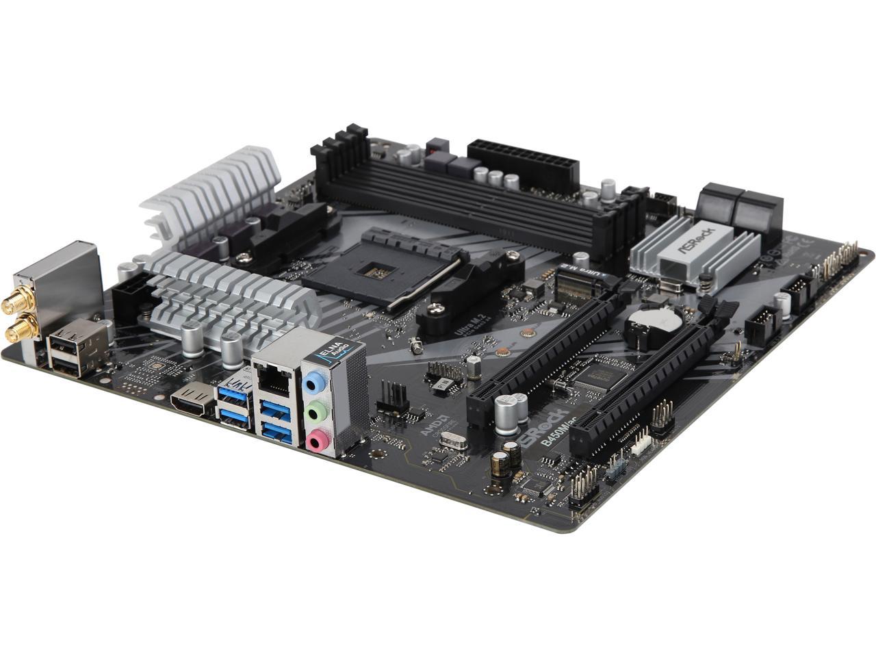 Asrock B450M/Ac Am4 Amd Promontory B450 Sata 6Gb/S Micro Atx Amd Motherboard