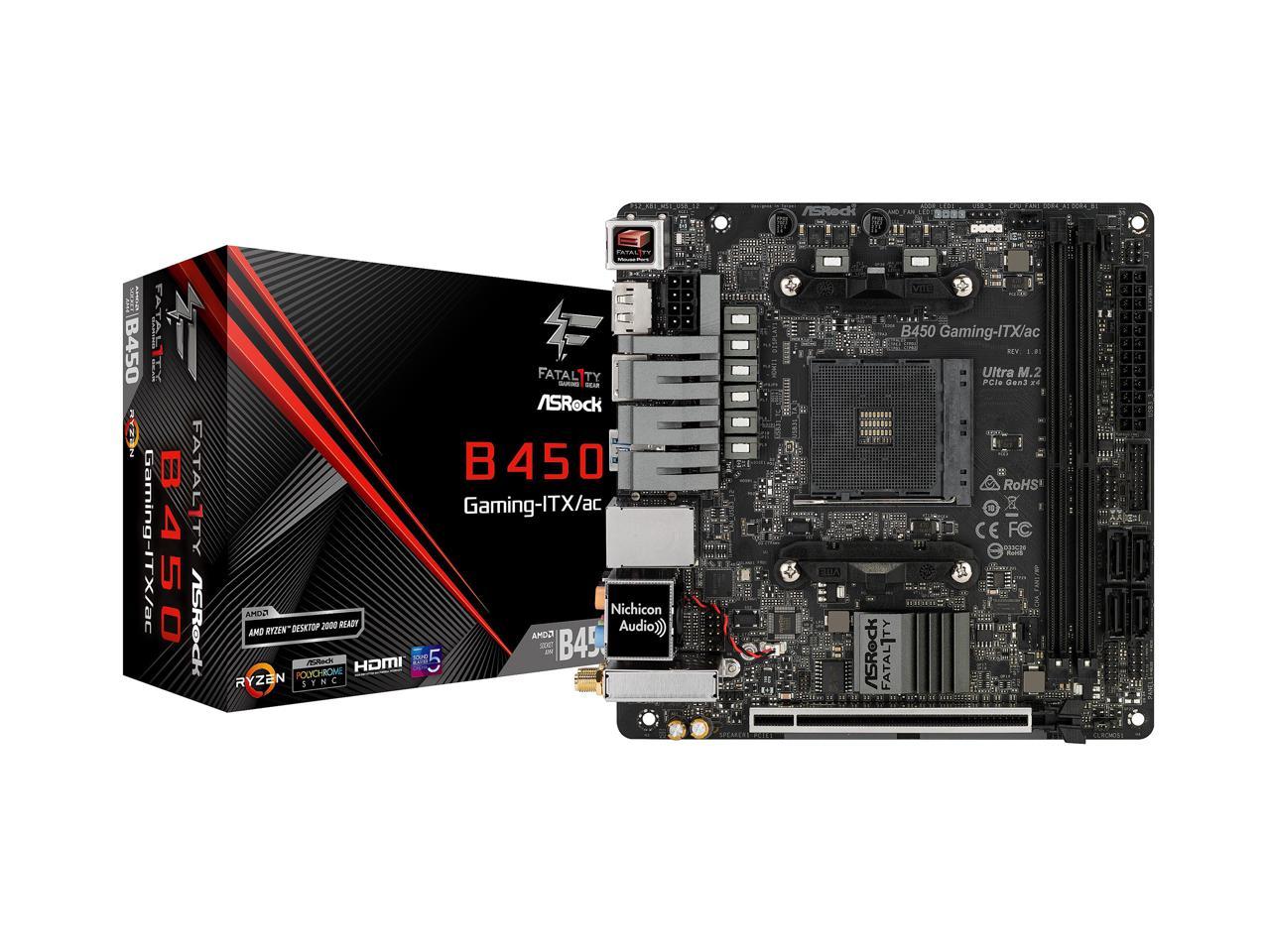 Asrock Fatal1Ty B450 Gaming-Itx/Ac Am4 Amd Promontory B450 Sata 6Gb/S Mini Itx Amd Motherboard