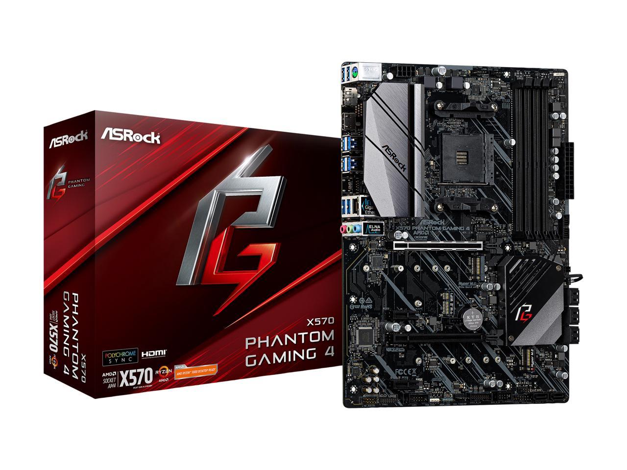 Asrock X570 Phantom Gaming 4 Am4 Amd X570 Sata 6Gb/S Atx Amd Motherboard
