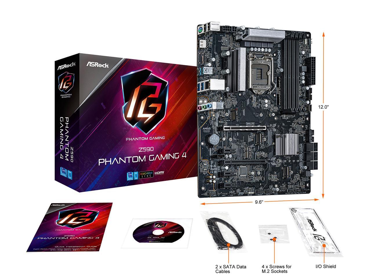 Asrock Z590 Phantom Gaming 4 Lga 1200 Intel Z590 Sata 6Gb/S Atx Intel Motherboard