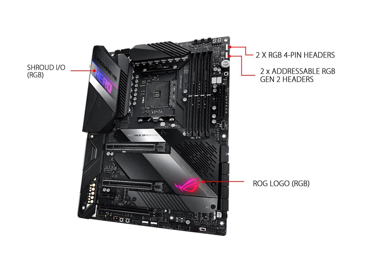 Asus Amd Am4 Rog X570 Crosshair Viii Hero Atx Motherboard With Pcie 4.0, 2.5Gbps Lan, Dual M.2, Sata 6Gb/S, Usb 3.2 Gen 2