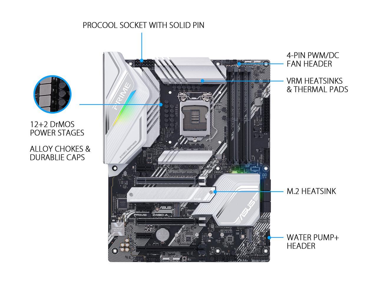 Asus Prime Z490-A Lga 1200 (Intel 10Th Gen) Intel Z490 Sata 6Gb/S Atx Intel Motherboard (14 Drmos