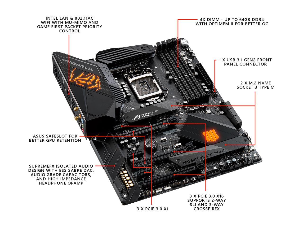 Asus Rog Maximus Xi Hero Call Of Duty Special Edition Z390 Gaming Motherboard Lga1151
