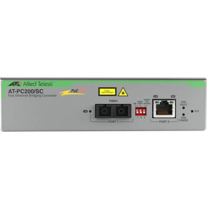 AT-PC200/SC-960 PoE+ Media Converter Fast Ethernet Gigabit Fiber - SC Connector | Allied Telesis
