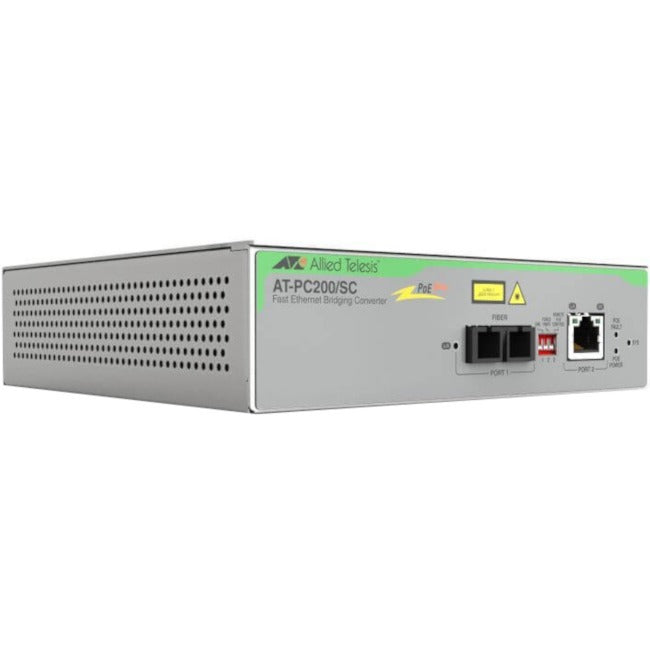 AT-PC200/SC-960 PoE+ Media Converter Fast Ethernet Gigabit Fiber - SC Connector | Allied Telesis