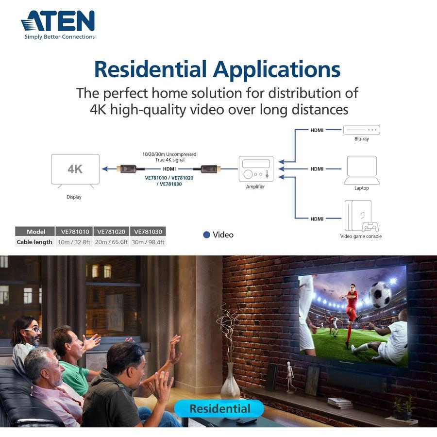 ATEN 10M True 4K HDMI 2.0 Active Optical Cable (True 4K@10m) VE781010