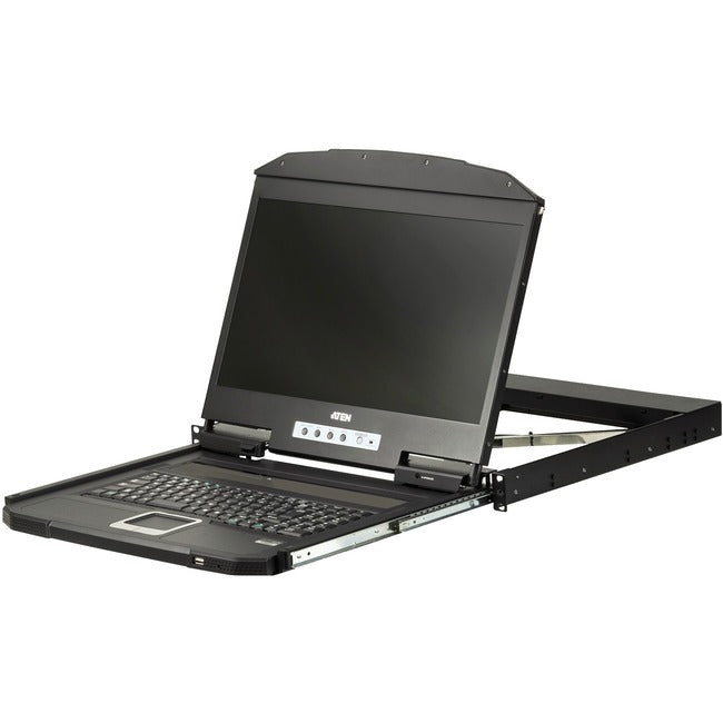 ATEN 1U Ultra Short Depth Single Rail WideScreen LCD Console (USB / HDMI)-TAA Compliant CL3700NW