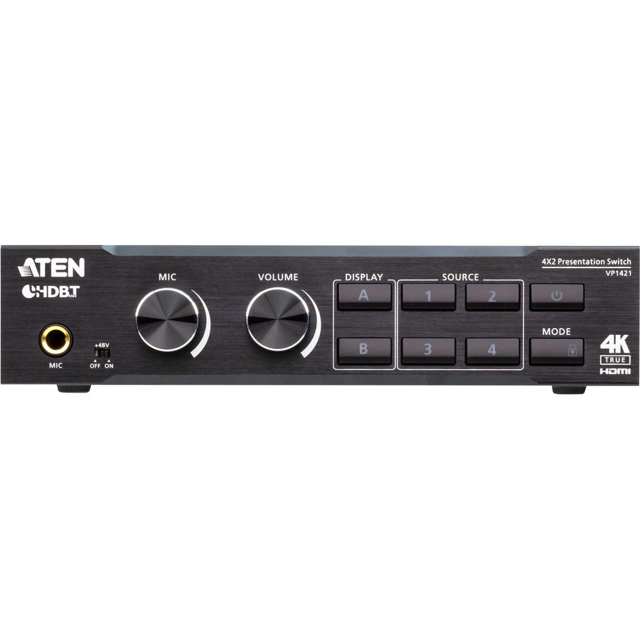 ATEN 4 x 2 True 4K Presentation Matrix Switch with Scaling, DSP, and HDBaseT-Lite VP1421