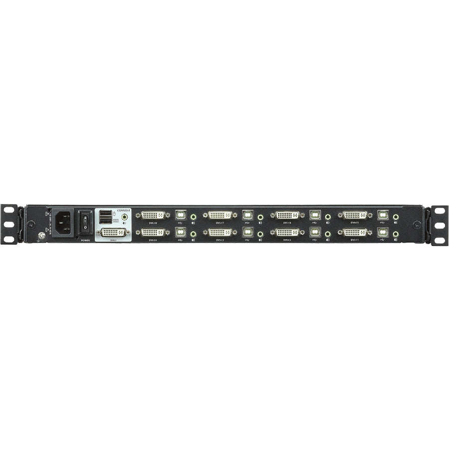 ATEN CL6708MW Single Rail 8-Port DVI FHD LCD KVM Switch with Standard Rack Mount Kit-TAA Compliant