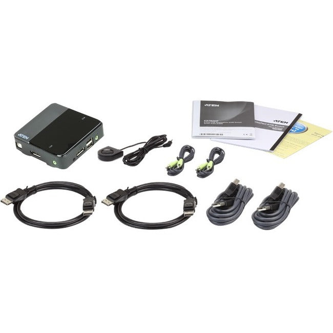 ATEN CS782DP 2-Port USB DisplayPort KVM Switch - 4K Audio Desktop Solution | TecisOft