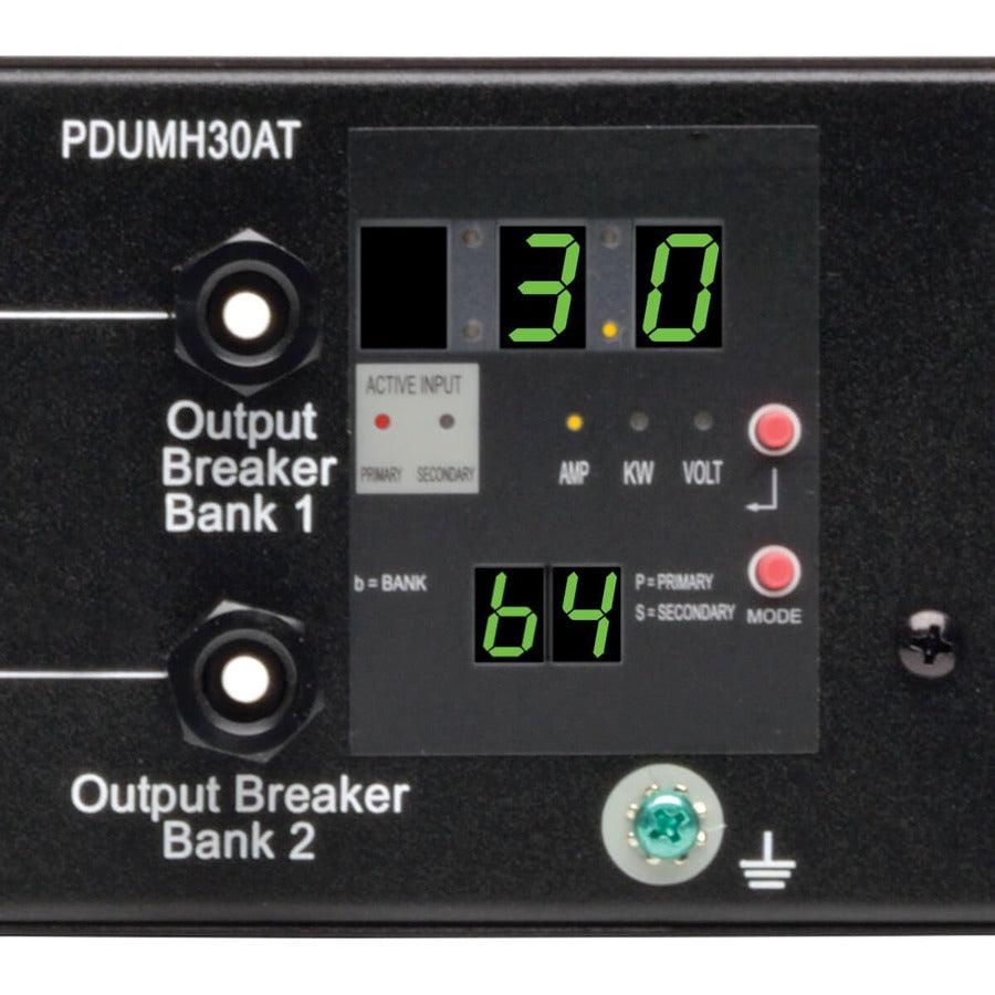 ATS PDU Metered - Tripp Lite 2.9kW Automatic Transfer Switch Power Distribution Unit (TAA) PDUMH30AT