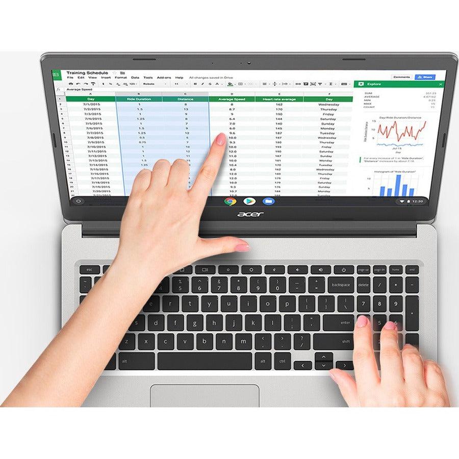 Acer Chromebook 315 Cb315-4Ht - Intel Pentium Silver N6000 / 1.1 Ghz - Chrome Os - Uhd Graphics - 8 Gb Ram - 64 Gb Emmc - 15.6" Touchscreen 1920 X 1080 (Full Hd) - Wi-Fi 6 - Pure Silver - Kbd: Us