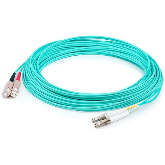 AddOn 38m LC (Male) to SC (Male) Straight Aqua OM4 Duplex LSZH Fiber Patch Cable ADD-SC-LC-38M5OM4LZ