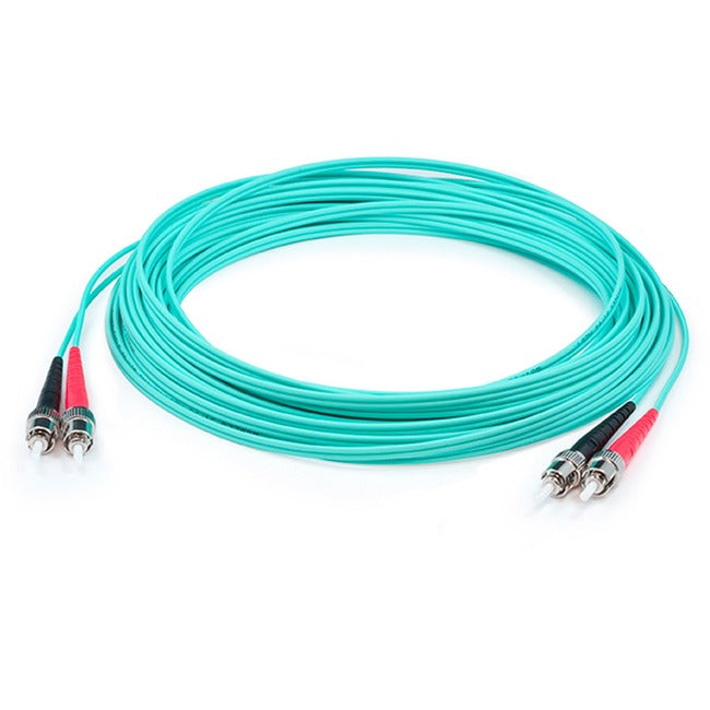 AddOn 38m ST (Male) to ST (Male) Straight Aqua OM4 Duplex LSZH Fiber Patch Cable ADD-ST-ST-38M5OM4LZ