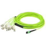 AddOn 3m MPO-16 (Female) to 16xLC (Male) 8-Strand Lime Green OM5 Fiber Fanout Cable ADD-16FMPO-8LC3M5OM5